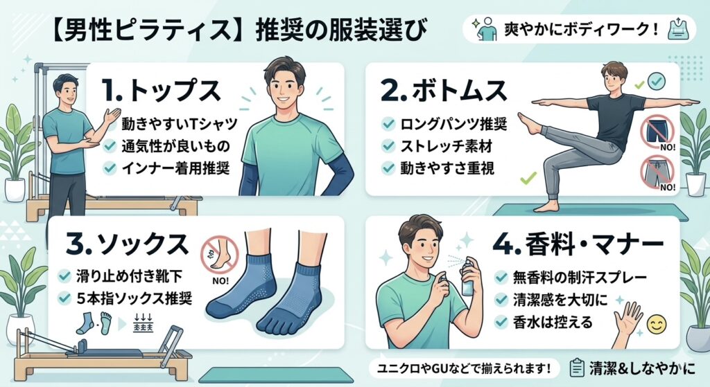 ピラティス鶴見男性服装